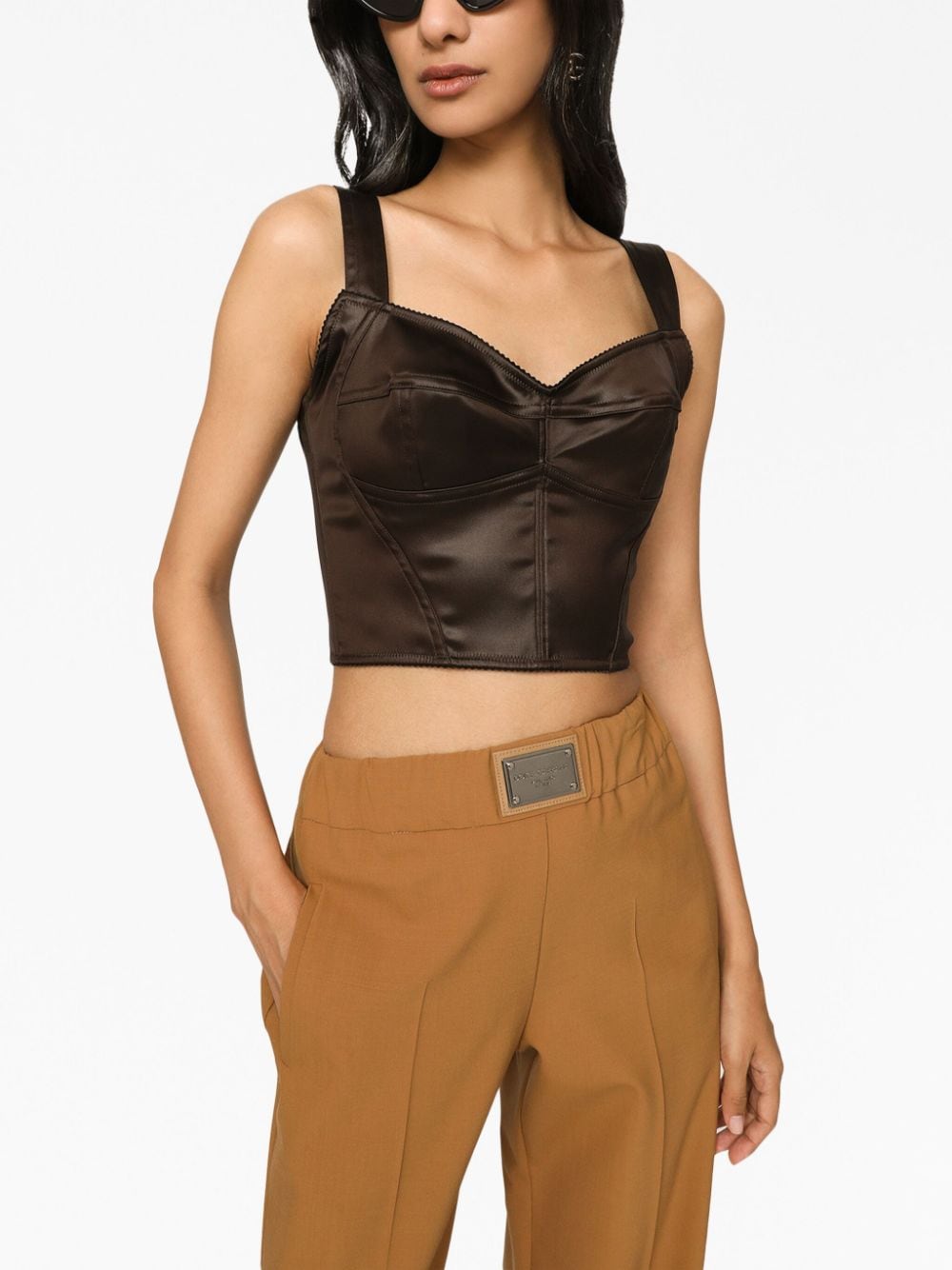 Dolce & Gabbana satin-finish cropped corset - Image 5
