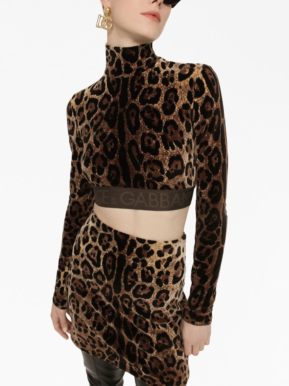 Dolce & Gabbana leopard-print high-neck blouse - Image 5