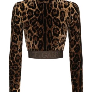Dolce & Gabbana leopard-print high-neck blouse