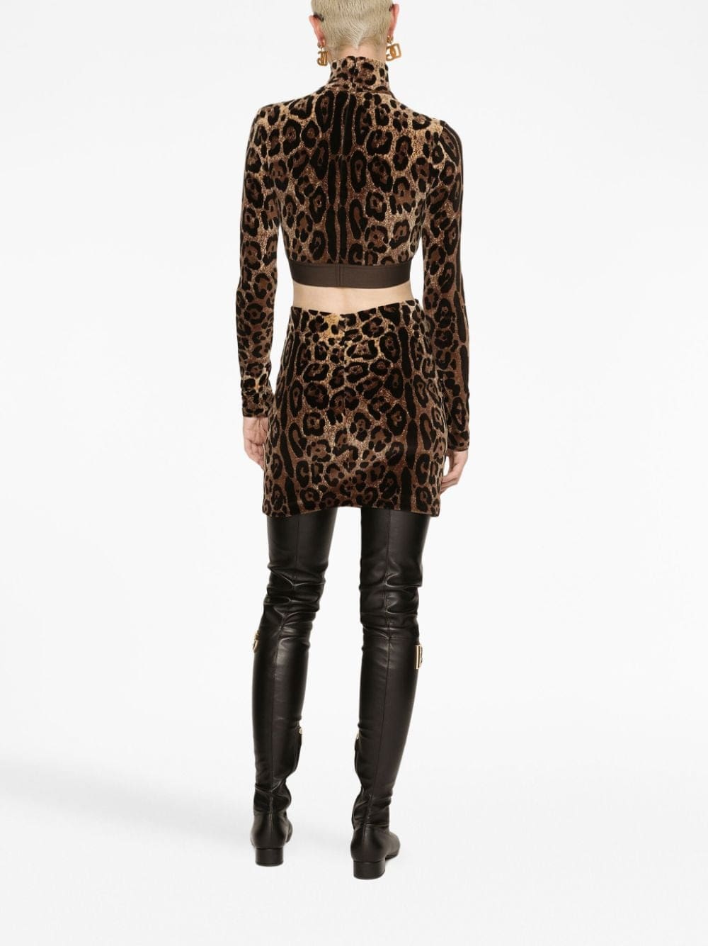 Dolce & Gabbana leopard-print high-neck blouse - Image 4
