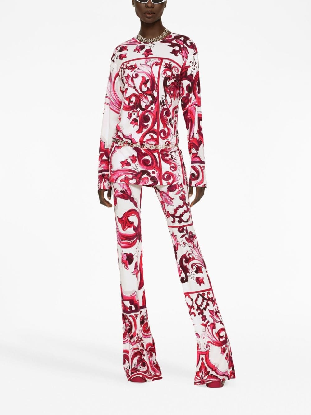 Dolce & Gabbana Majolica-print round-neck blouse - Image 3