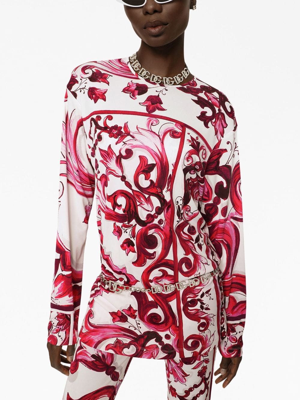 Dolce & Gabbana Majolica-print round-neck blouse - Image 5