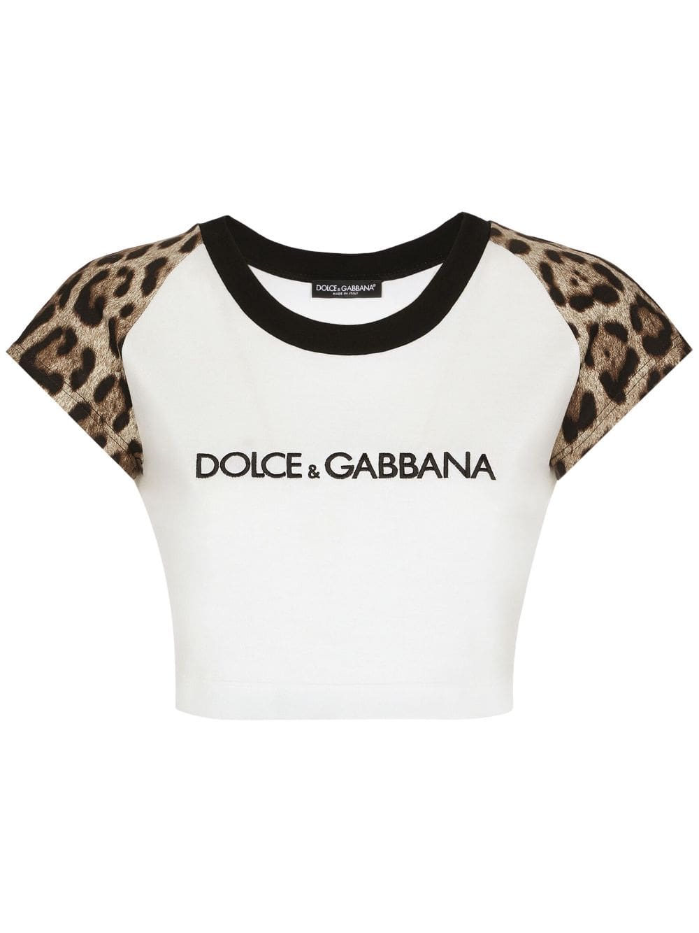 Dolce & Gabbana leopard-print stretch-cotton cropped T-shirt