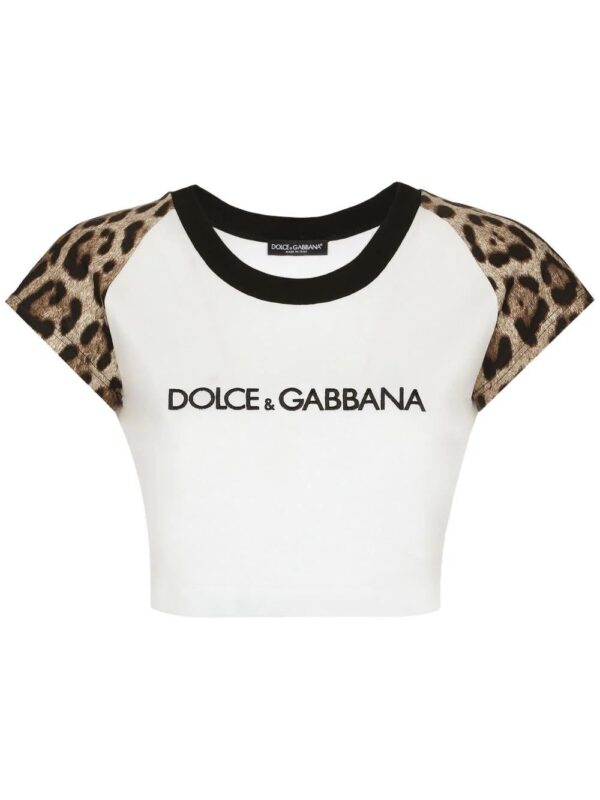 Dolce & Gabbana  leopard-print stretch-cotton cropped T-shirt