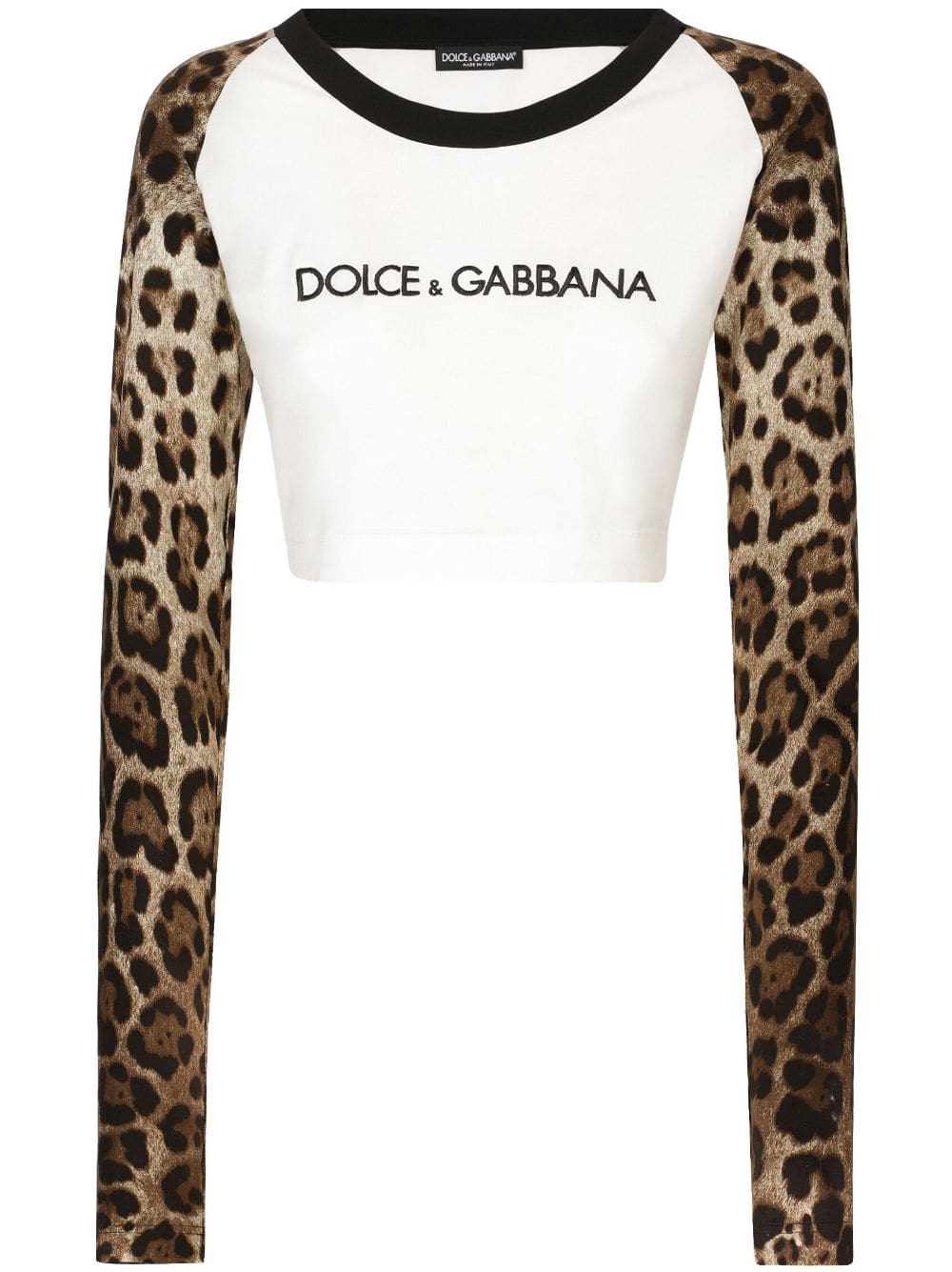 Dolce & Gabbana leopard-print stretch-cotton cropped T-shirt