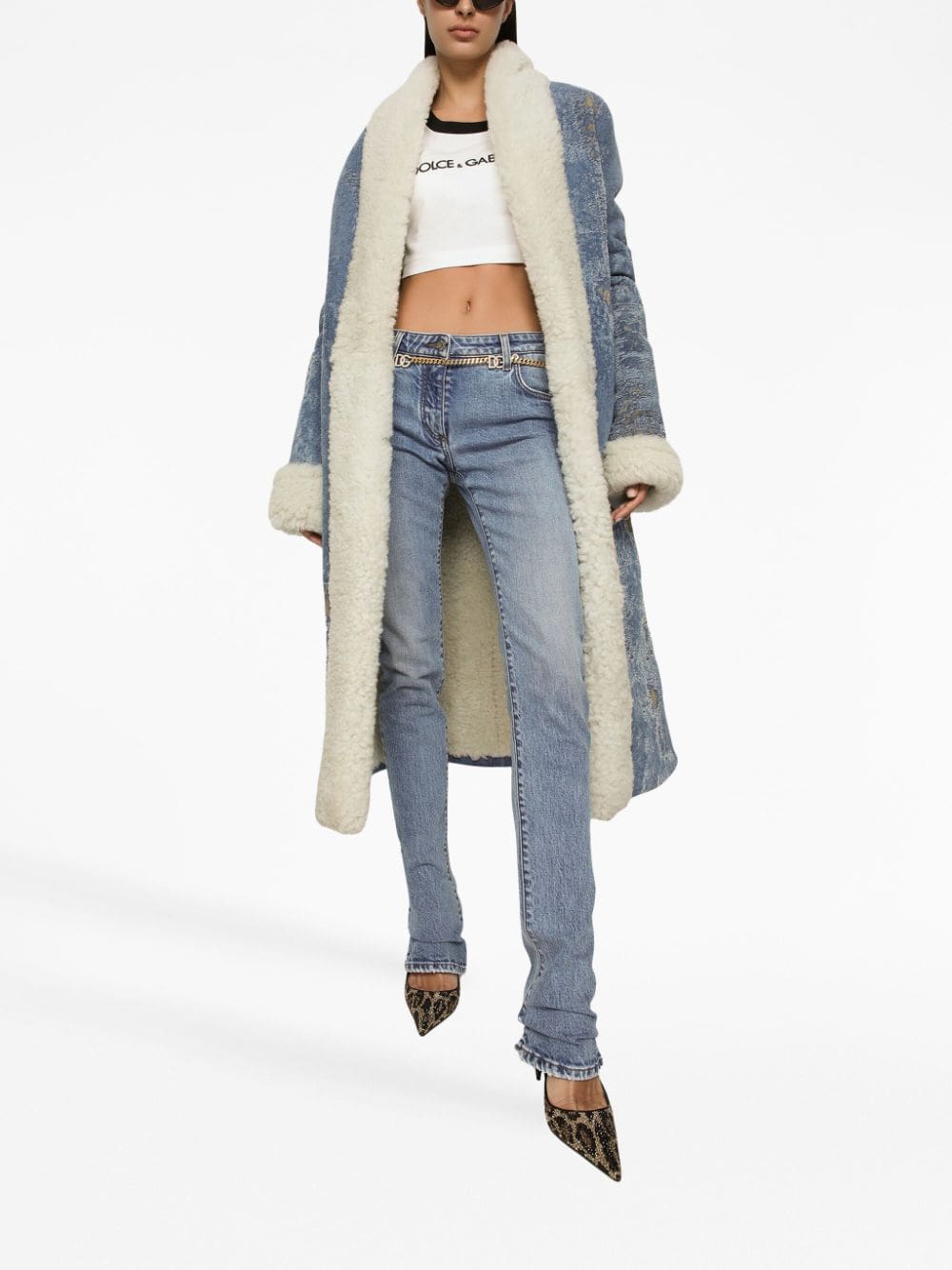 Dolce & Gabbana leopard-print stretch-cotton cropped T-shirt - Image 2