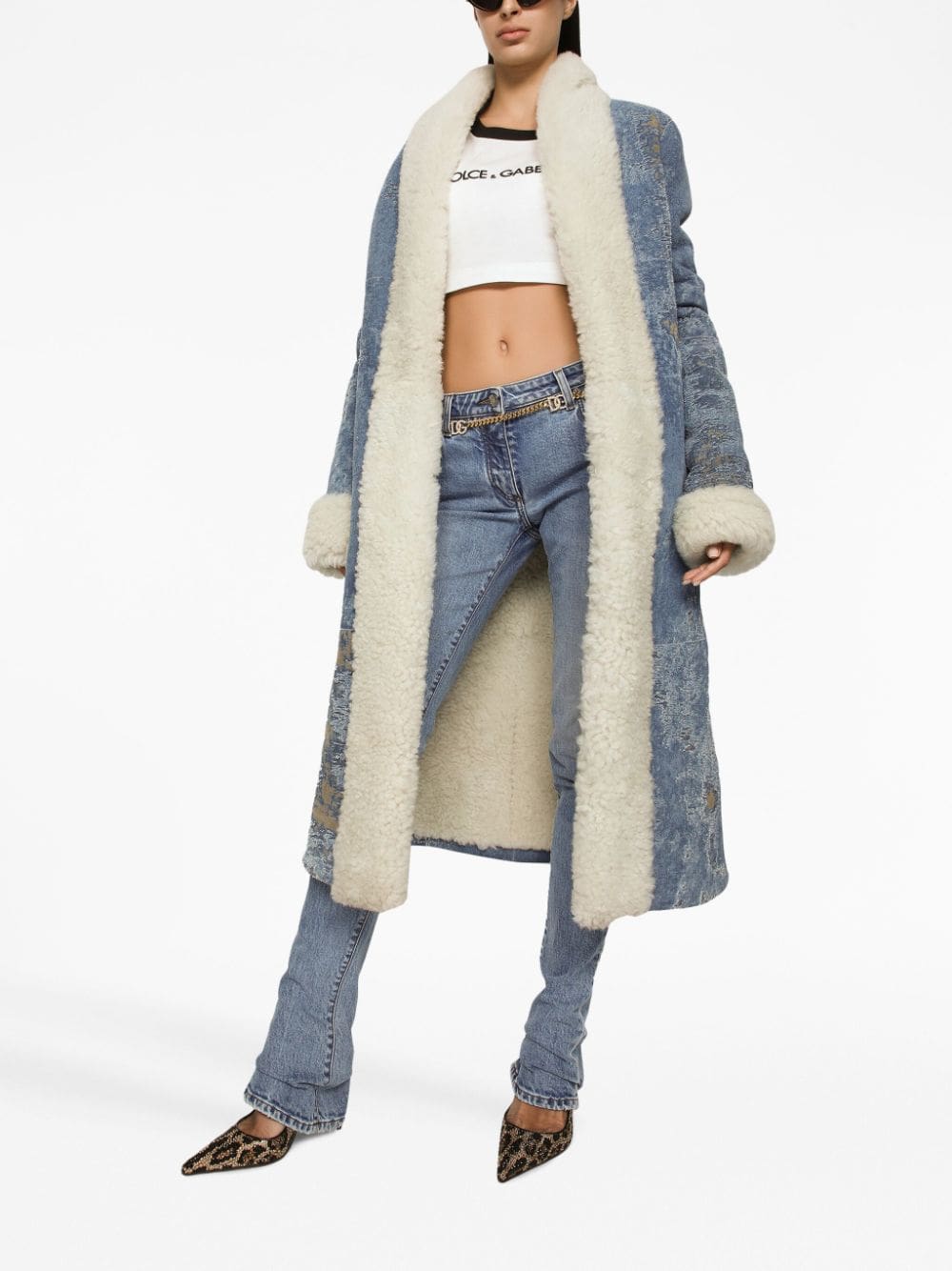 Dolce & Gabbana leopard-print stretch-cotton cropped T-shirt - Image 3