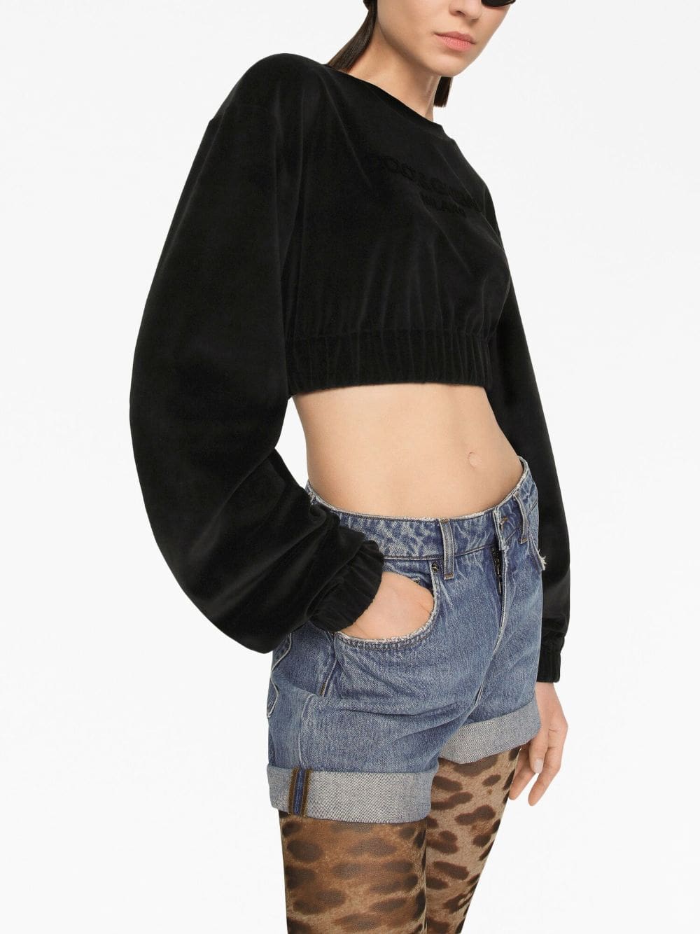 Dolce & Gabbana logo-embroidered cropped sweatshirt - Image 5