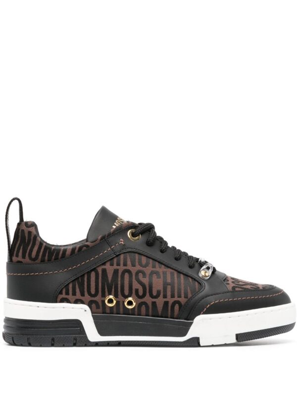 Moschino jacquard-logo panelled ow-top sneakers