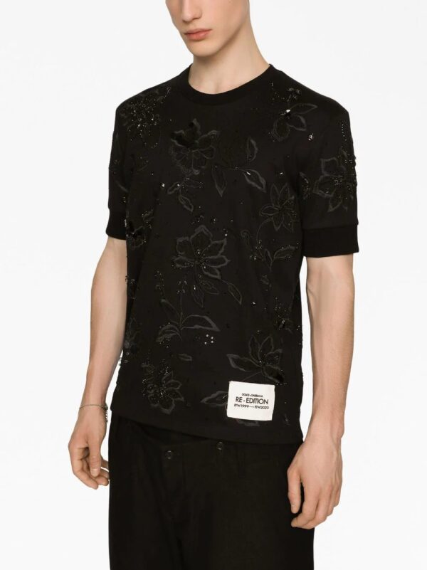 Dolce & Gabbana  floral-embroidered cotton T-shirt - Image 4