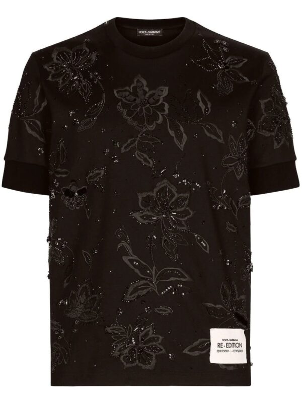 Dolce & Gabbana  floral-embroidered cotton T-shirt