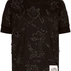Dolce & Gabbana floral-embroidered cotton T-shirt