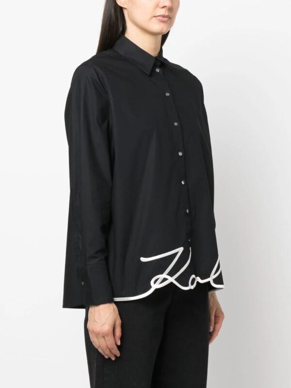 Karl Lagerfeld  signature-embroidery organic cotton shirt - Image 3