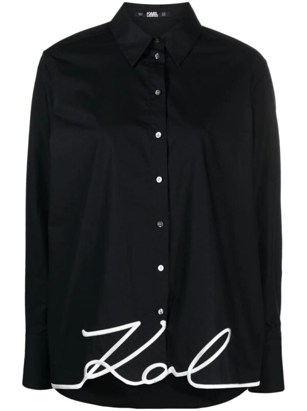Karl Lagerfeld  signature-embroidery organic cotton shirt