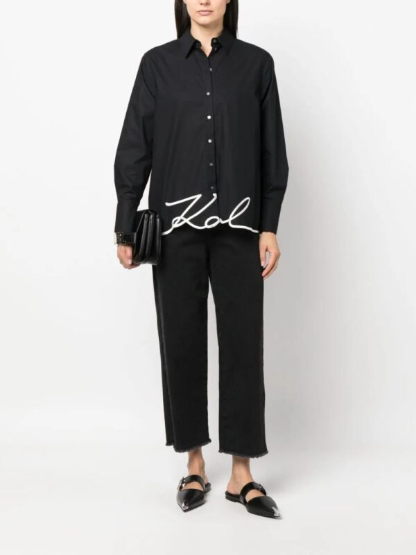 Karl Lagerfeld  signature-embroidery organic cotton shirt - Image 2