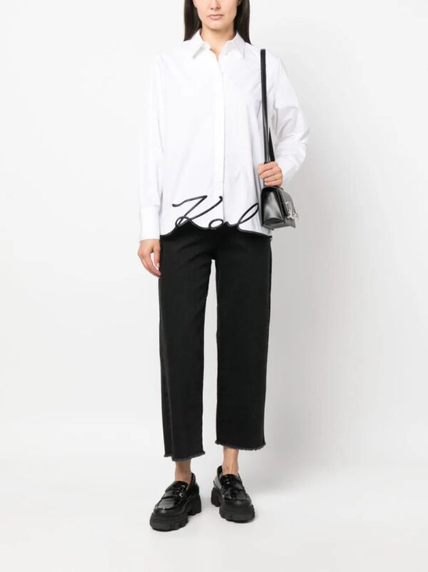 Karl Lagerfeld  signature-embroidery organic cotton shirt - Image 2