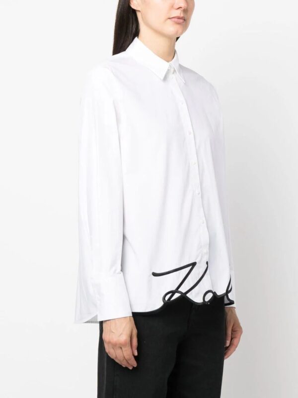 Karl Lagerfeld  signature-embroidery organic cotton shirt - Image 3
