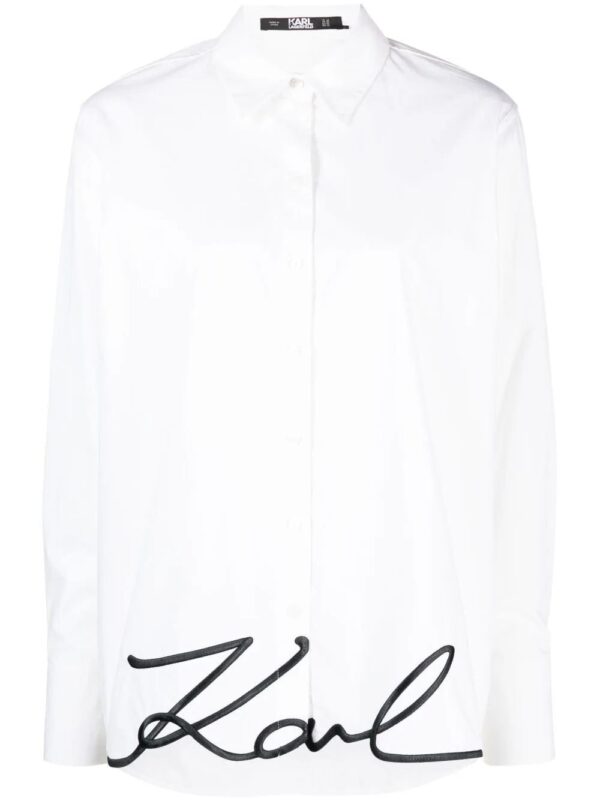 Karl Lagerfeld  signature-embroidery organic cotton shirt