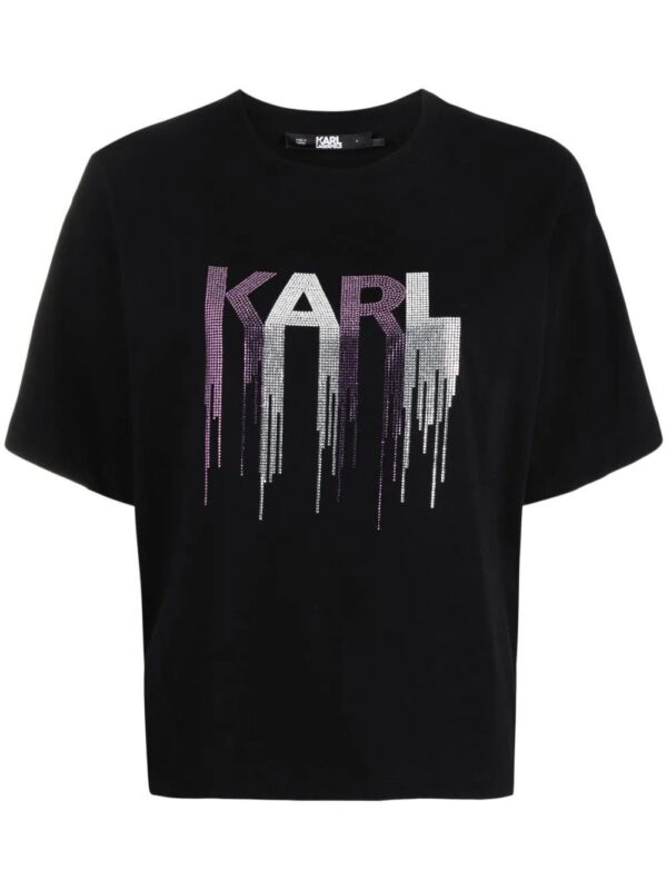 Karl Lagerfeld  rhinestone-embellished logo-print T-shirt