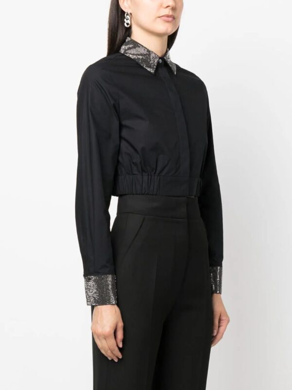 Karl Lagerfeld  rhinestone-embellished cropped shirt - Image 3