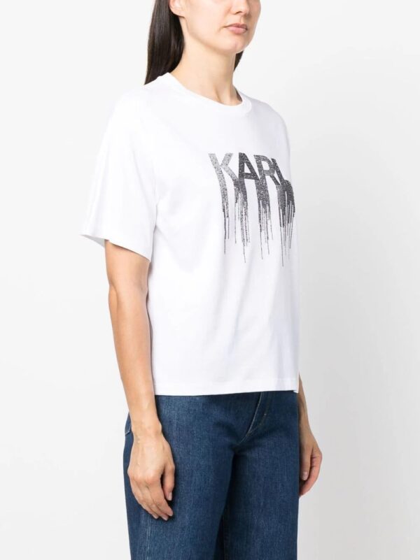 Karl Lagerfeld  rhinestone-embellished organic-cotton T-shirt - Image 3