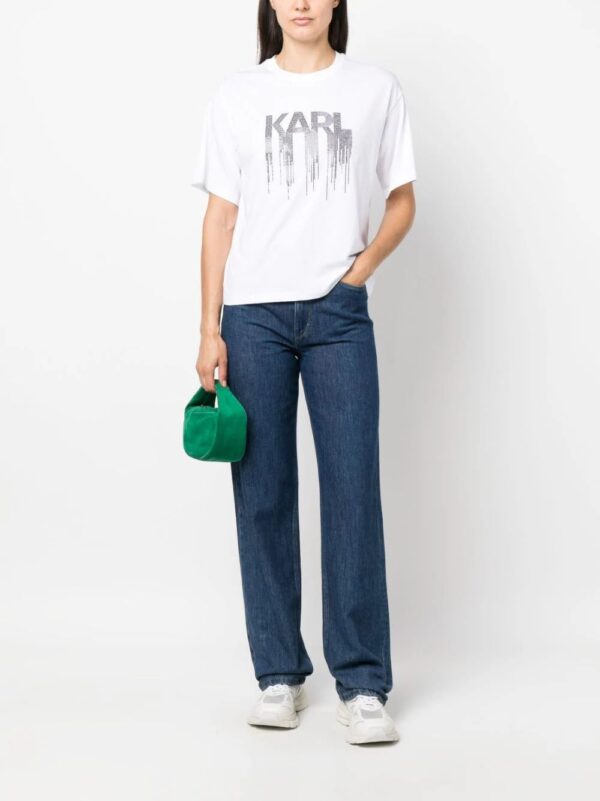 Karl Lagerfeld  rhinestone-embellished organic-cotton T-shirt - Image 2