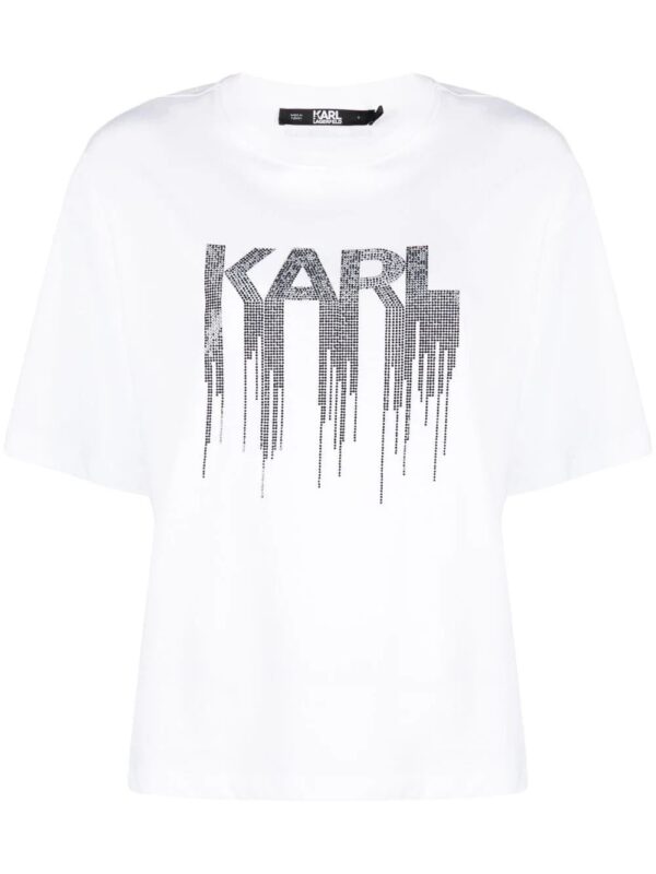 Karl Lagerfeld  rhinestone-embellished organic-cotton T-shirt