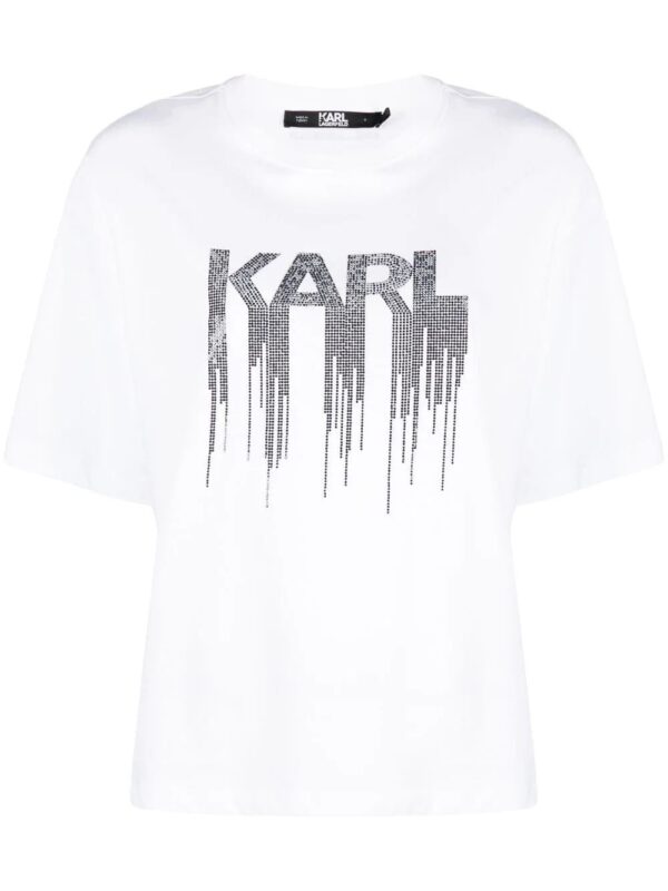 Karl Lagerfeld  rhinestone-embellished organic-cotton T-shirt