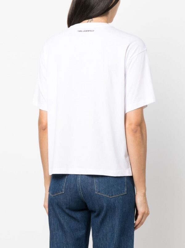 Karl Lagerfeld  rhinestone-embellished organic-cotton T-shirt - Image 4
