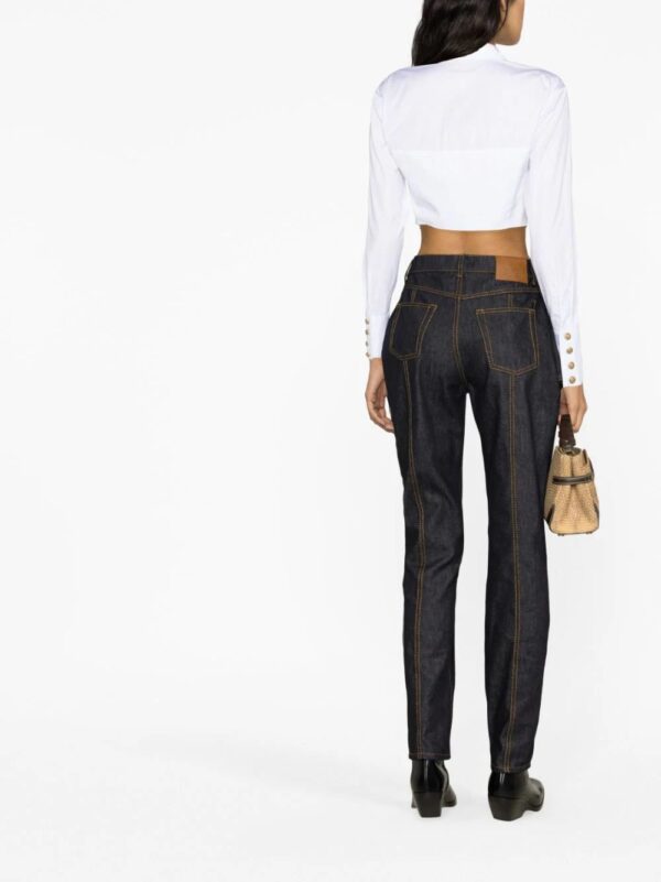 Balmain  cropped ruched cotton shirt - Image 4