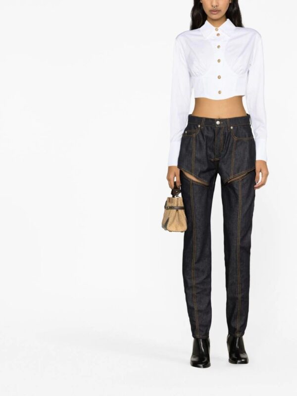 Balmain  cropped ruched cotton shirt - Image 2