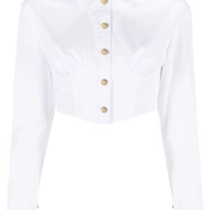 Balmain  cropped ruched cotton shirt