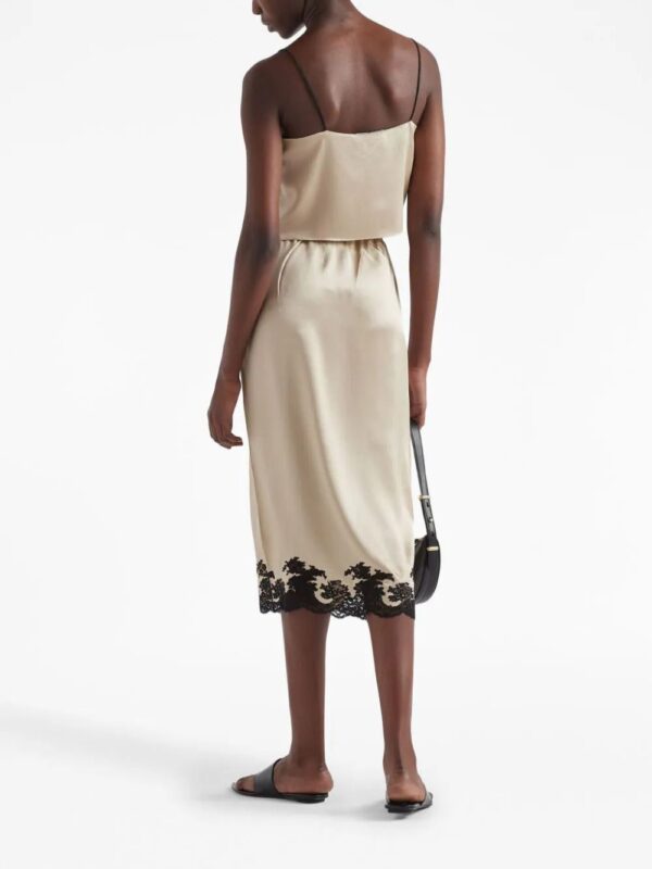 Prada  lace-trimmed satin midi skirt - Image 3