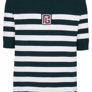 Balmain embroidered-logo wool T-shirt