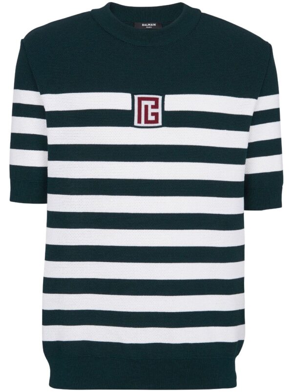 Balmain  embroidered-logo wool T-shirt