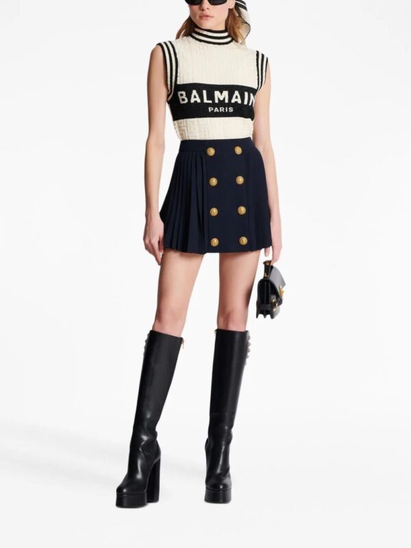 Balmain  button-detail pleated miniskirt - Image 2