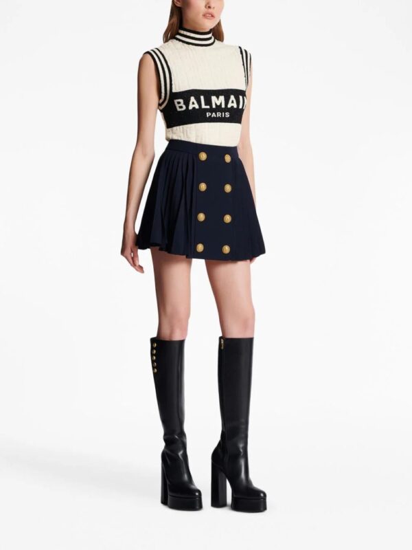 Balmain  button-detail pleated miniskirt - Image 3