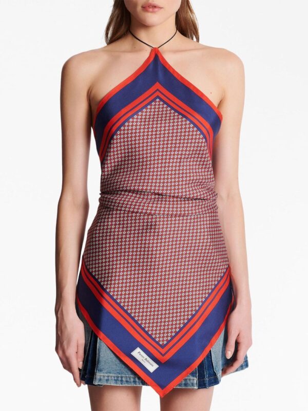 Balmain monogram-print silk halterneck top - Image 5