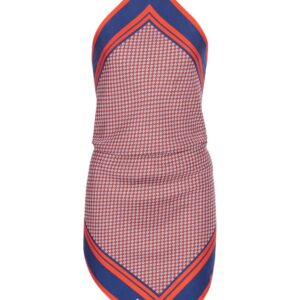 Balmain monogram-print silk halterneck top