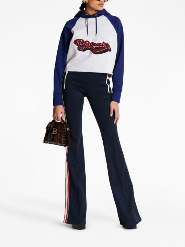 Balmain logo-print raglan-sleeve hoddie - Image 2