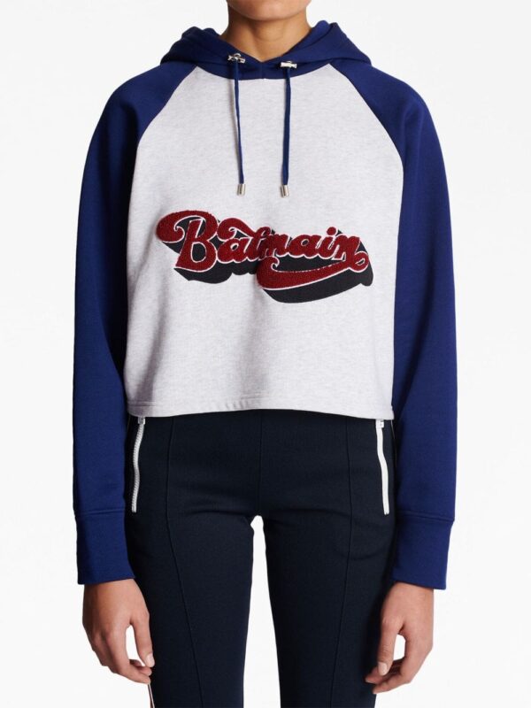 Balmain logo-print raglan-sleeve hoddie - Image 5
