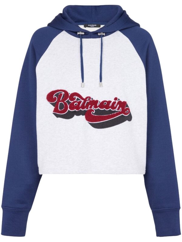 Balmain logo-print raglan-sleeve hoddie