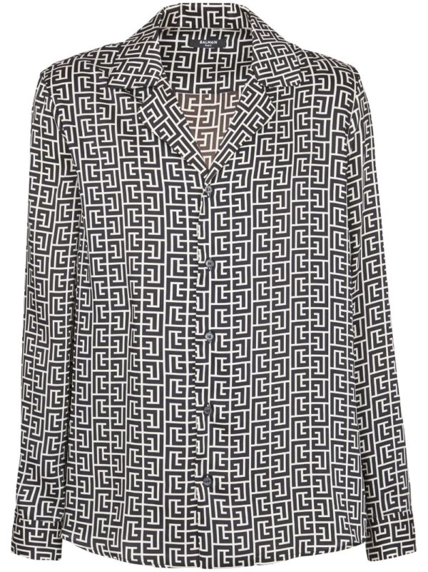 Balmain monogram-print button-up shirt