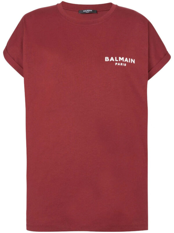 Balmain  flocked-logo organic-cotton T-shirt