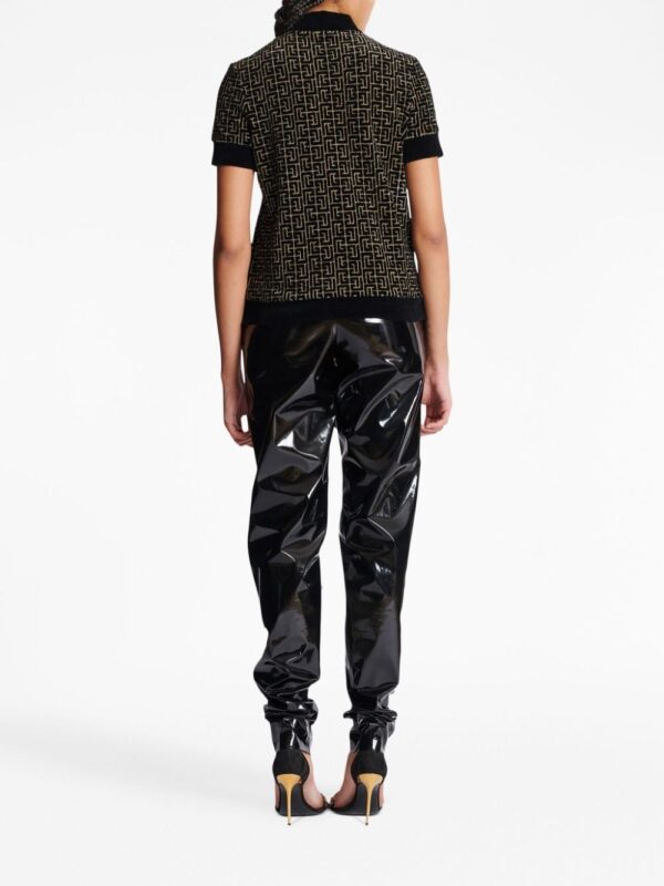 Balmain monogram-print buttoned polo shirt - Image 4