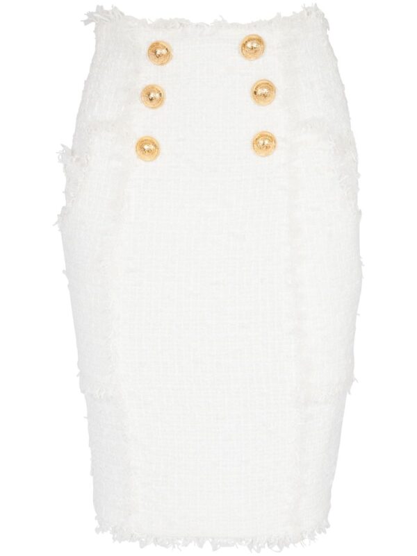Balmain  button-detail tweed pencil skirt