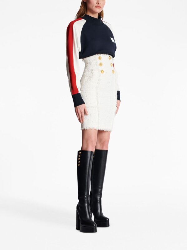Balmain  button-detail tweed pencil skirt - Image 3