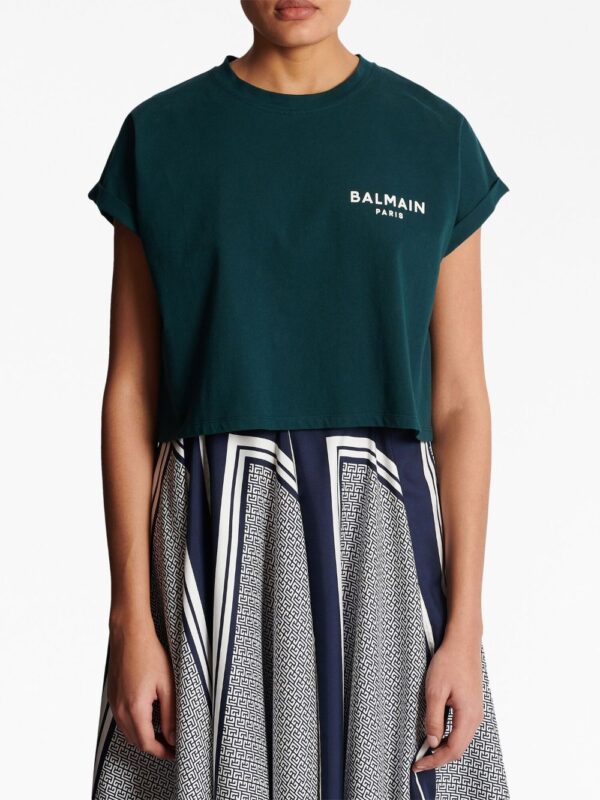 Balmain flocked-logo cropped T-shirt - Image 5