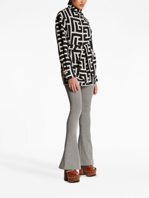 Balmain monogram-pattern belted blouse - Image 3
