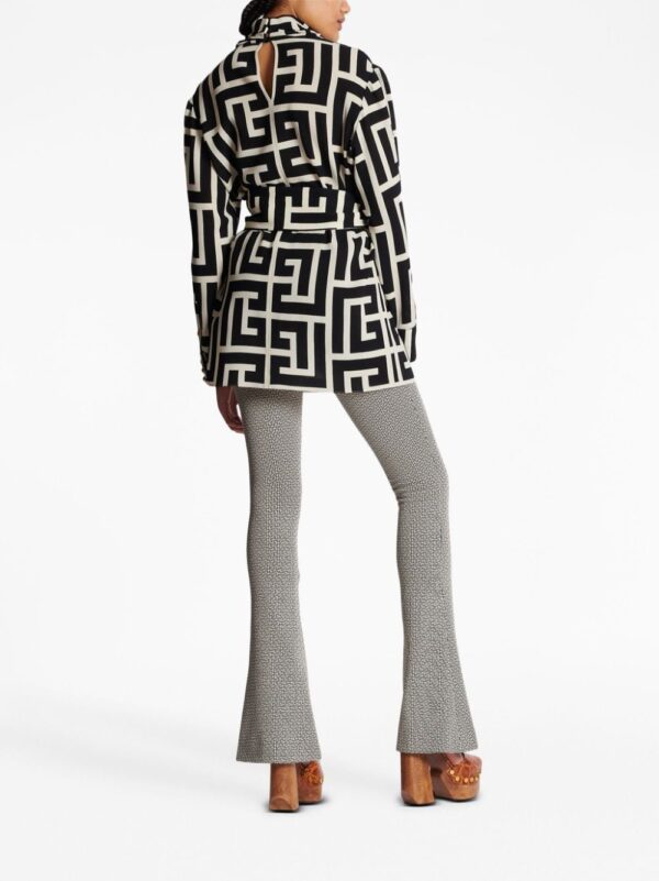 Balmain monogram-pattern belted blouse - Image 4
